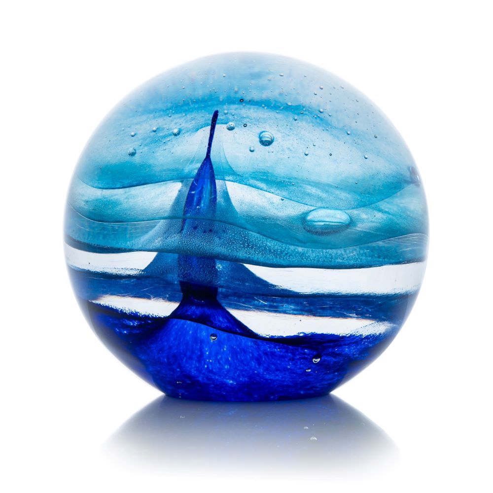 Skleněné těžítko  BALL BLUE  14cm - obrázek